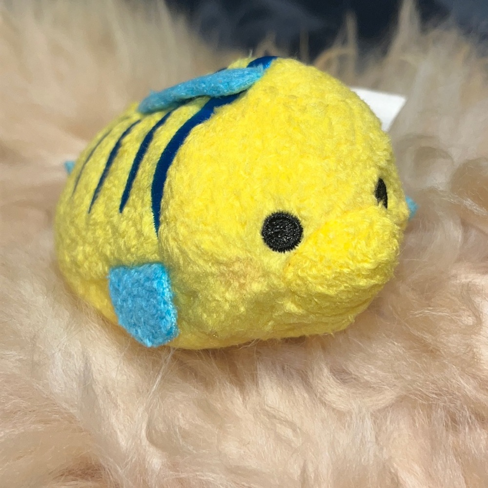 Disney Little Mermaid Flounder Tsum Tsum Fluffy Pillow Plush Toy
